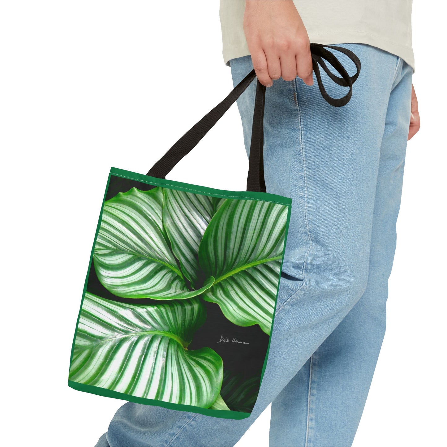 Pin Stripe CalatheaTote Bag
