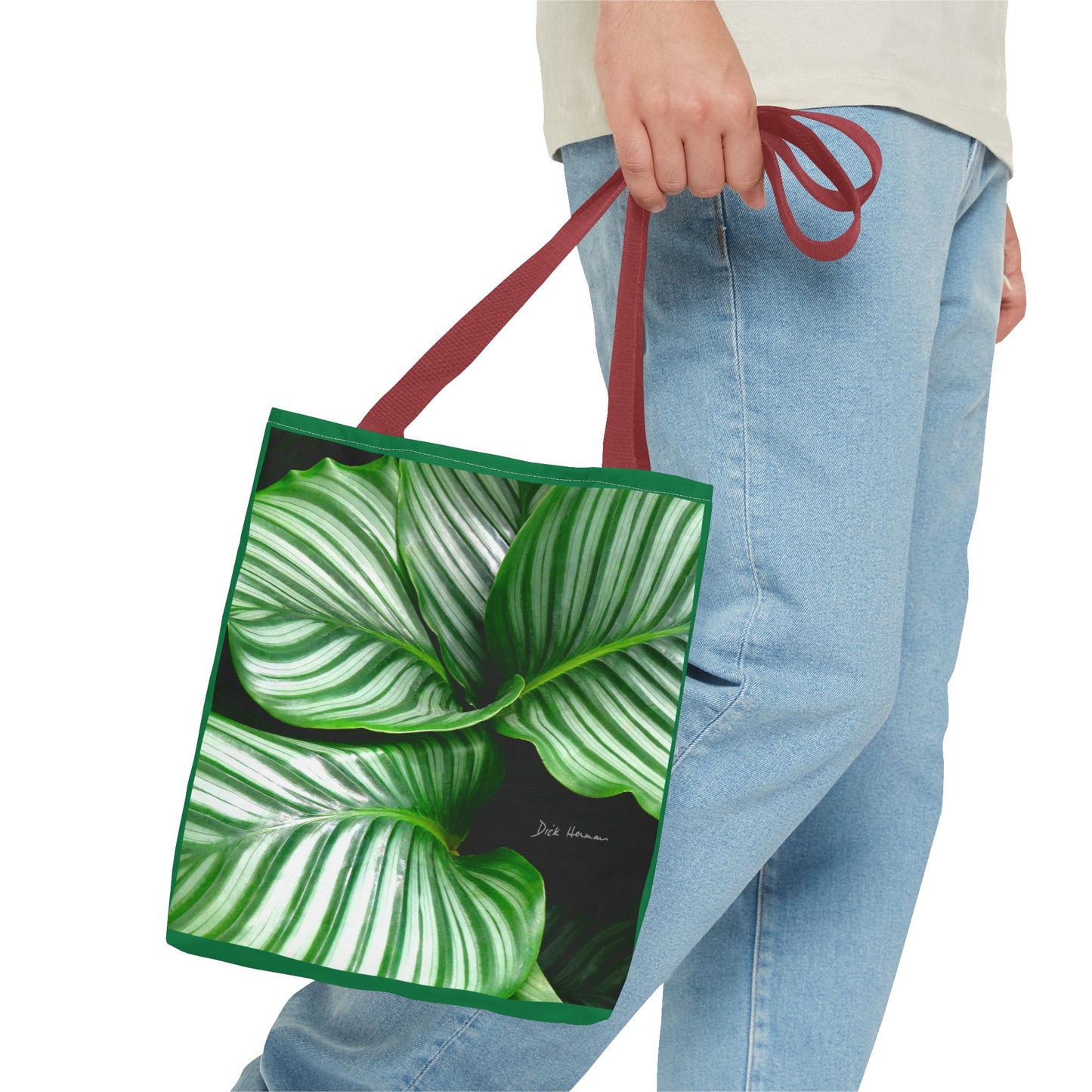 Pin Stripe CalatheaTote Bag