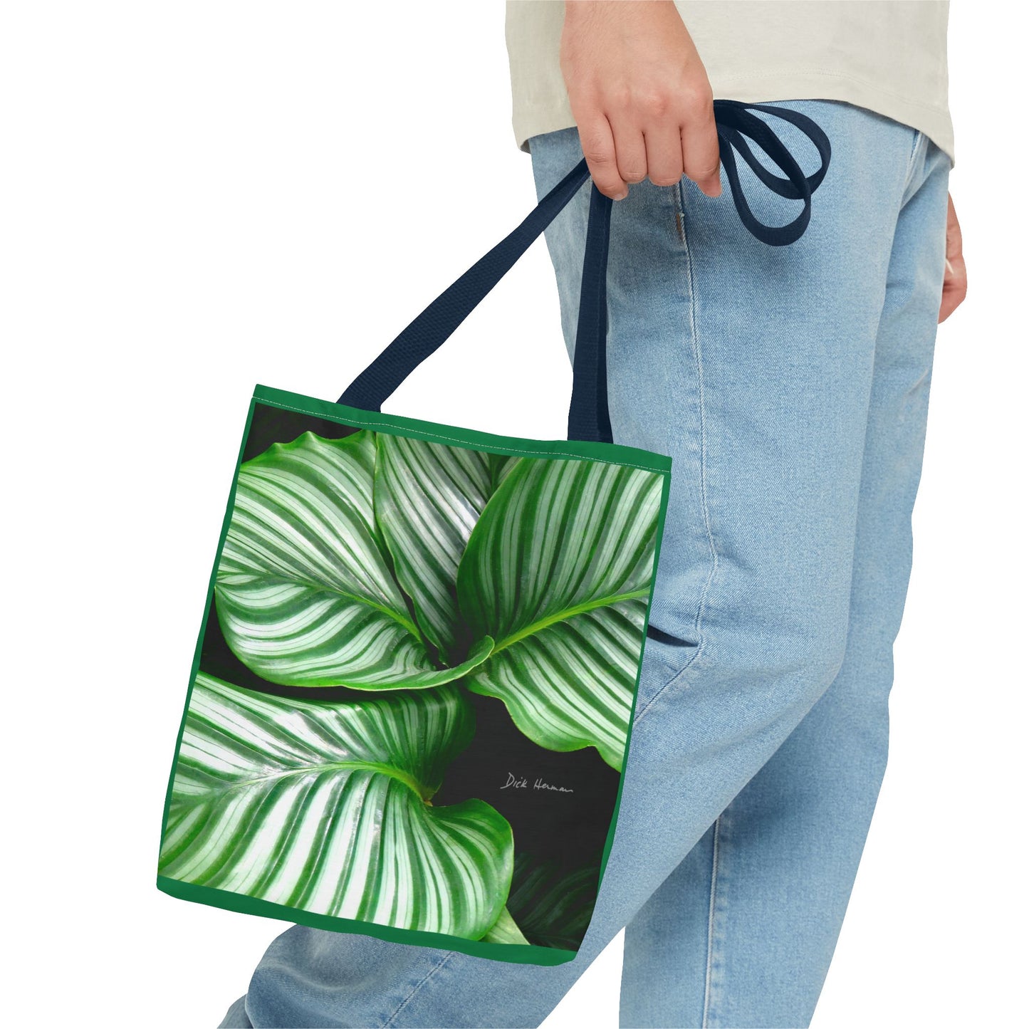 Pin Stripe CalatheaTote Bag